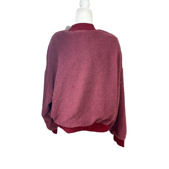 Fabletics Pullover Womens Size 2X Plus Red Crew Malia Sherpa Fleece Cropped New - Picture 8 of 13